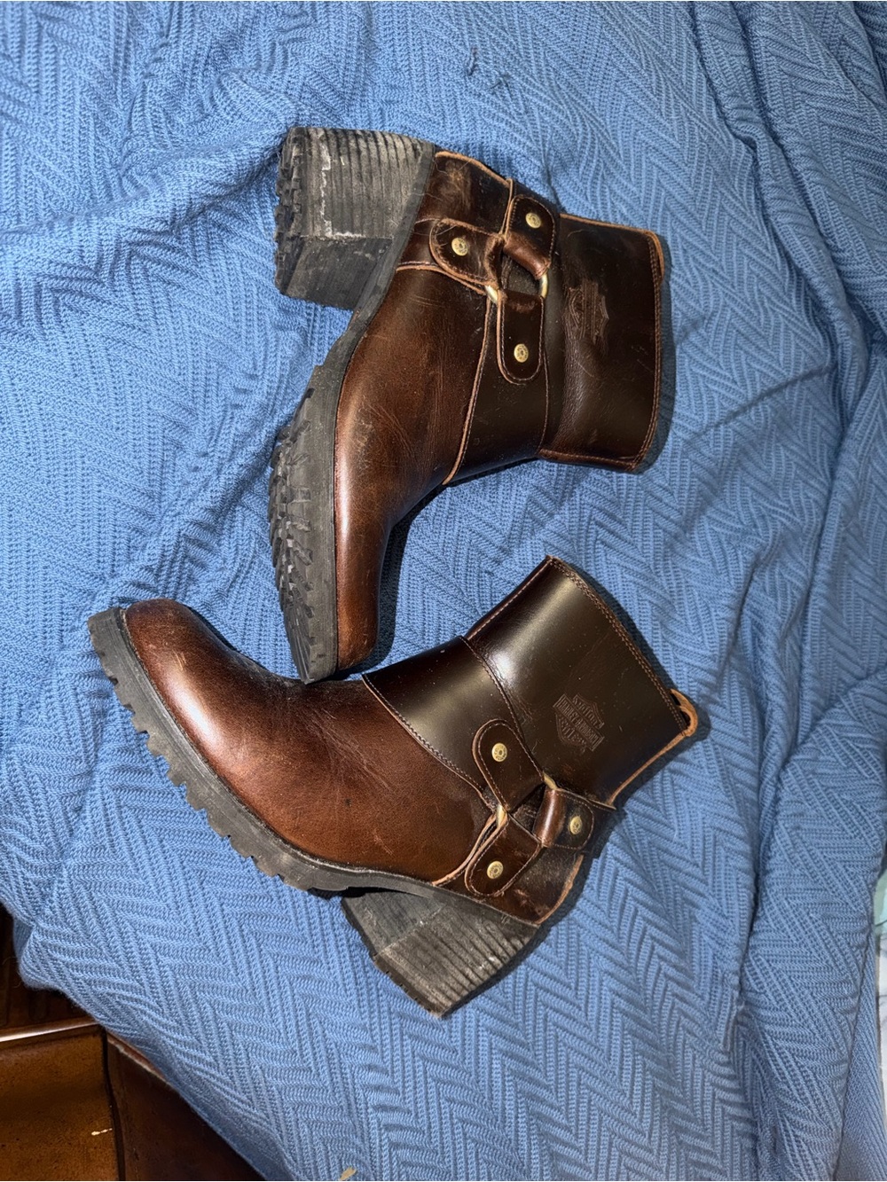 Harley-Davidson Brown Leather Harness Ankle Boots